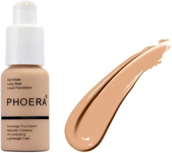 Phoera Full Coverage Foundation Soft Matte Oil Control Concealer 30ml Long Lasting Flawless Cream Smooth Aquapurity (102 NUDE)