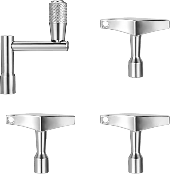 Drum Key 3 Pack Drum Keys for Tuning Drums, Universal Drums Tuning Keys with Continuous Standard Motion Speed Key, Standard 1/4" Socket, Multi Tool Chrome Plated Steel Tuners with Keyhole