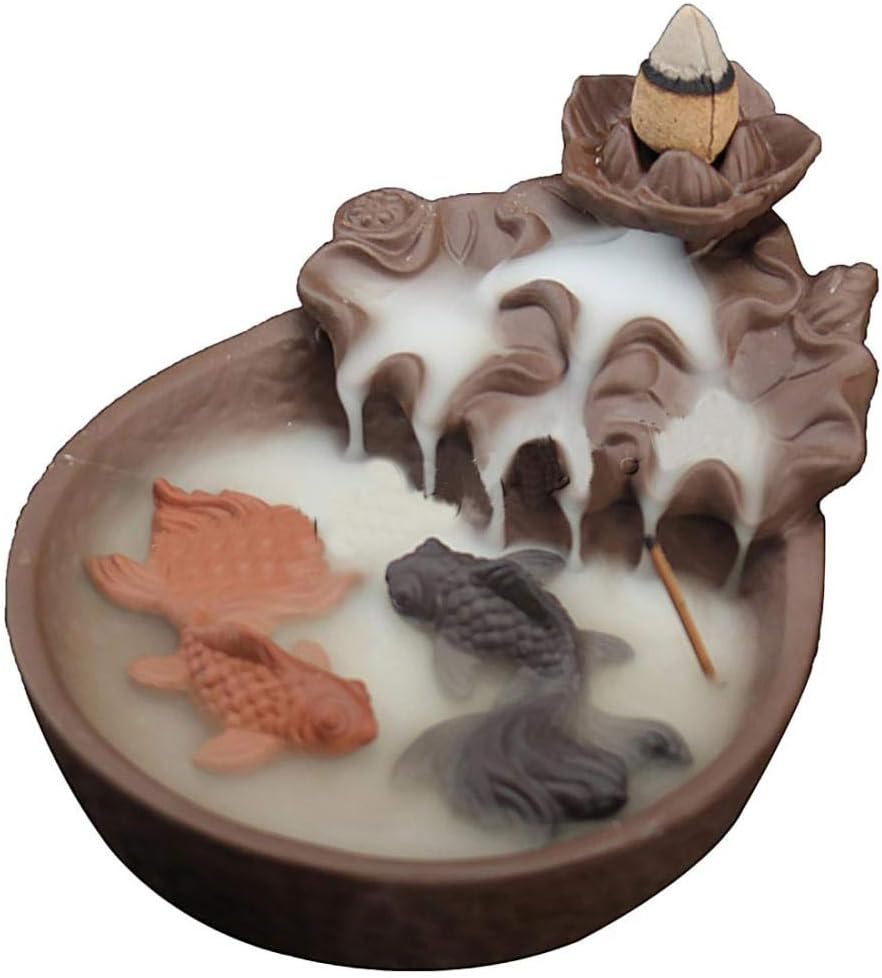 Backflow Incense Burner Handmade Waterfall Incense Cone Sticks Holder Antique Style for Decoration Home Hotel Tea Room Office Fishing Pond