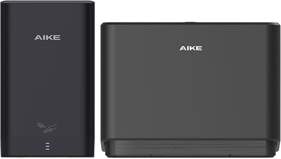 AIKE Hand Dryer and Paper Towel Dispenser Combination, Model AK2822 & AK5101 Black