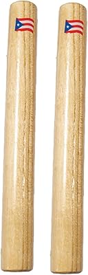 Wood Claves 8 Inch - with Puerto Rico Flag - Hand Percussion