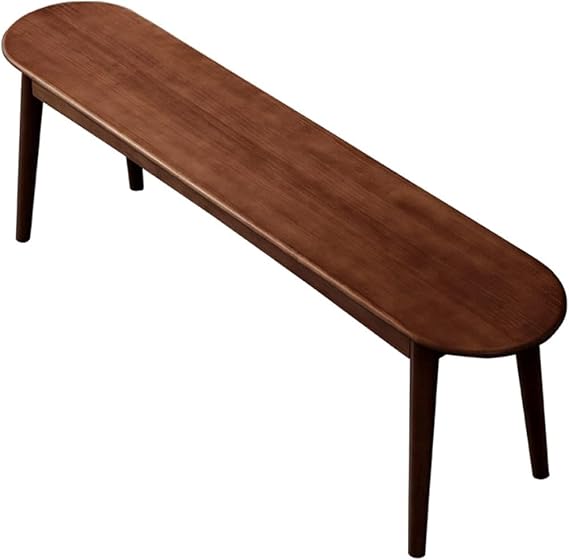 Modern Solid Oak Wood Dining Bench - Stylish Entryway & Bedroom Seating with Rounded Corners - Easy Assembly - Walnut Finish (39.4"x11.8"x17.7")