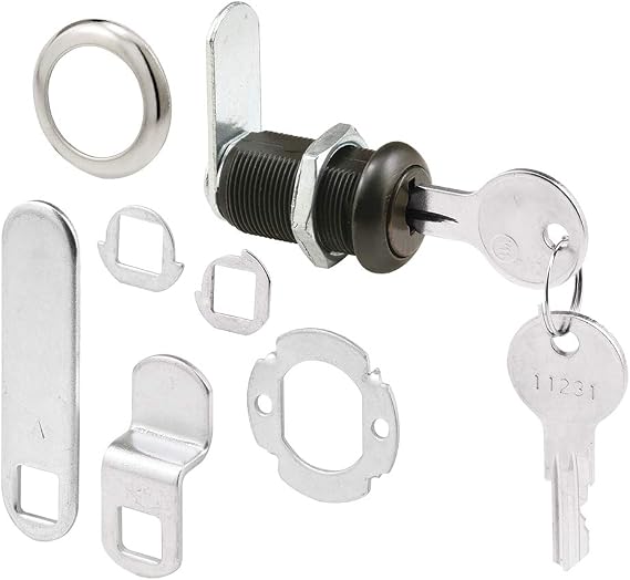 Prime-Line U 11089 Drawer and Cabinet Lock Secure Important Files and Drawers, 1-3/8 in., Diecast Housing with Classic Bronze Finish, Fits on 1 in. Max Panel Thickness (1 Kit)