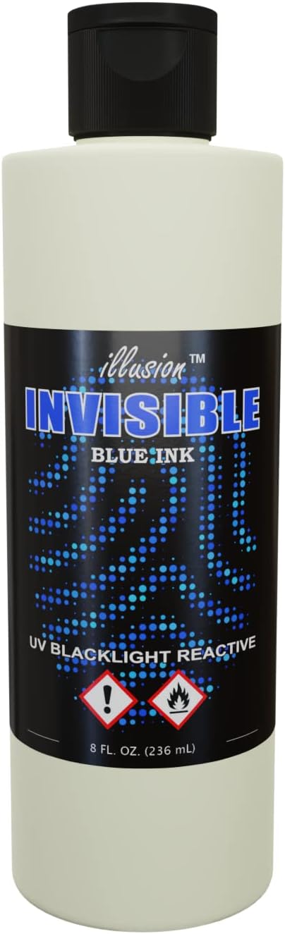 UV Reactive Black Light Invisible Ink (8 Fl Oz, Blue)