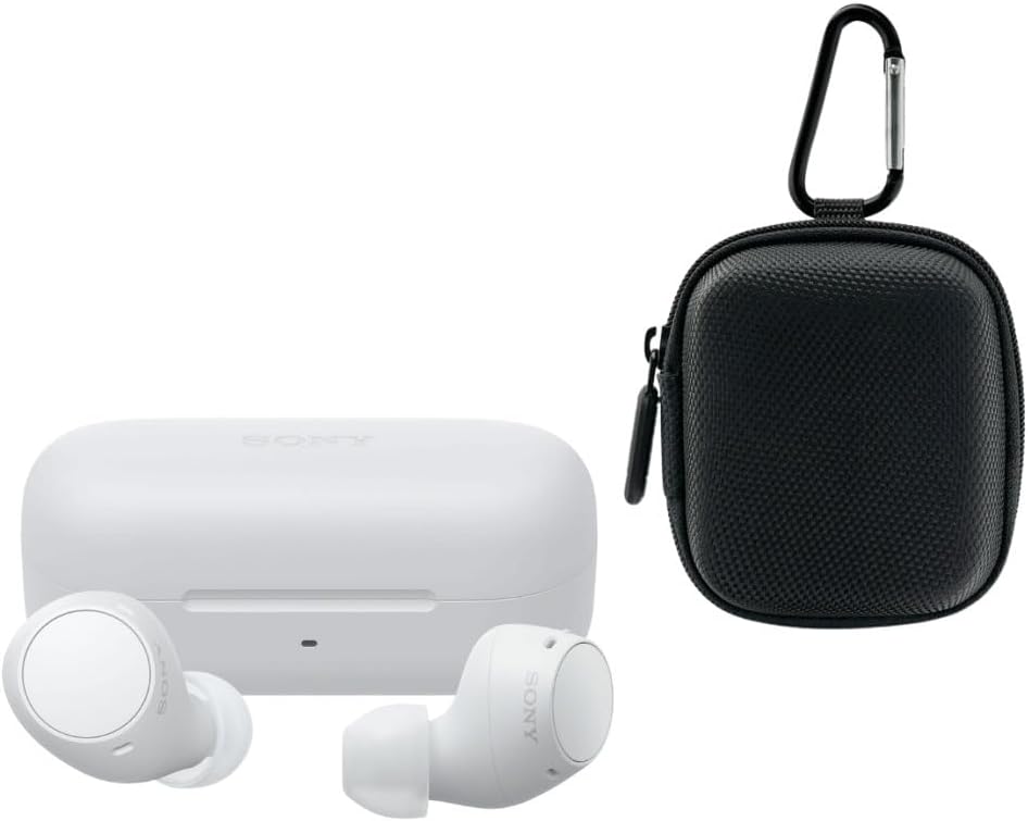 Sony WF-C510 Truly Wireless Earbuds with Up to 11 Hours Battery Life White Bundle with Earphone Case 2 Items