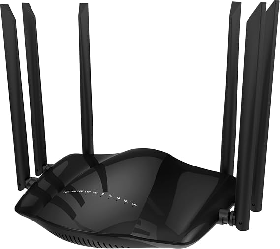 Dual Band 4G LTE Router with SIM Card Slot Unlocked Modem, 1200Mbps Mobile Hotspot Support AT&T and T-Mobile, 6-Antenna Wireless Wi-Fi Router,Plug and Play