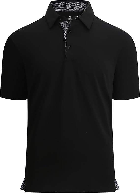 Alex Vando Mens Golf Shirt Quick-Dry Solid Short Sleeve Polo Shirts | Moisture wicking,Inner collar decorative,Flexible movement,Solid sleek silhouette,Sturdy long-wearing build