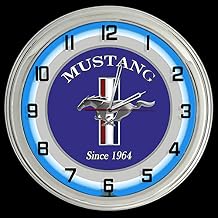 16" Ford Mustang Since 1964 Sign Blue Neon Clock Shelby Roush Saleen