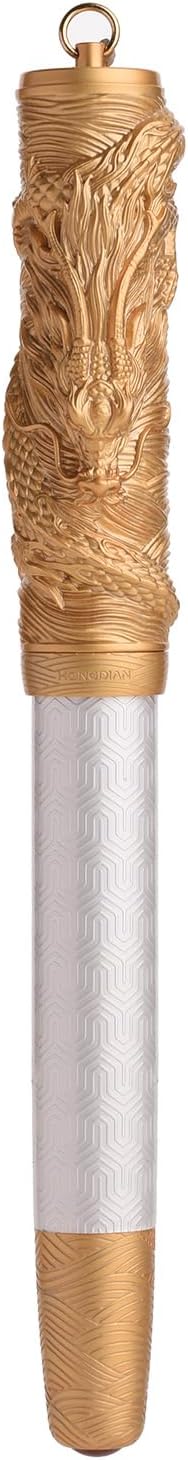 HONG DIAN A24 Fountain Pen Fine Nib, Snow White & Golden Dragon Stereoscopic Carving Cap Design