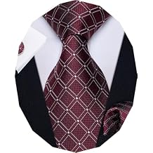 YourTies Striped Ties for Men Classic Woven Silk Necktie with Handkerchief Cufflinks Set Formal Business Party Wedding