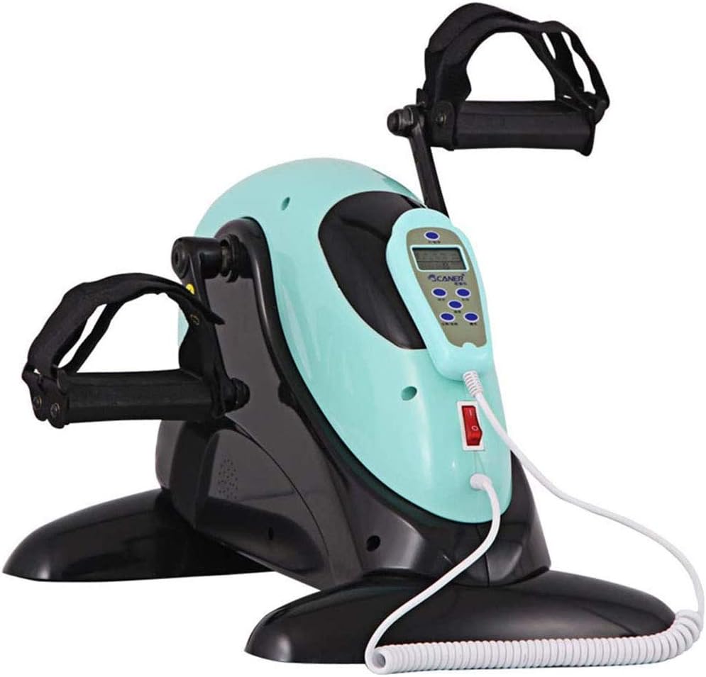 Electric Mini Exercise Bike Pedal Exerciser Under Desk Leg Cycle Exercise Bike Non-Resistance Cycling Trainer with Oval BikeArm and LCD Display