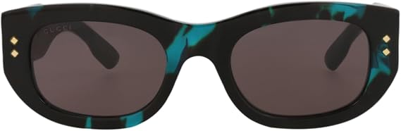 Gucci Square Acetate Sunglasses for Women, Luxury Designer Eyewear with Blue Havana Frame and Brown Lenses