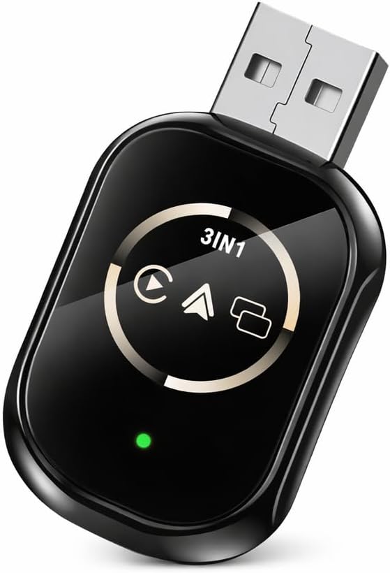 Kablosuz CarPlay ve Android Auto Adaptör, 3 in 1 Evrensel Araç Multimedya Dönüştürücü, iOS ve Android Uyumlu AirPlay Adaptörü