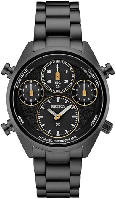 SEIKO Men's Black Dial Stainless Steel Band Prospex Speedtimer Limited Edition Chronograph Solar Quartz Watch