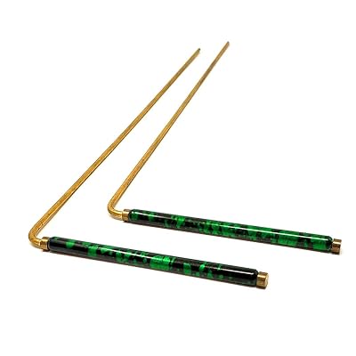 Powder Coated Brass Dowsing Rods with Smooth Movement for Tracing Spiritual Energy Chi, Ghost Hunting, Water Divining, Finding Gold, Locating Lost Items or Answering Questions! Green