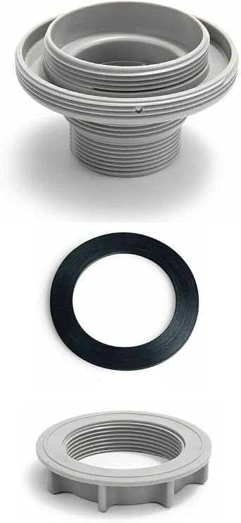 Pool Threaded Strainer Connector Kit, for Intex Above Ground Swimming Pool Hose Connector Replacement Part 10744 10256 10255, Includes Strainer Connector, Strainer Nut, Flat Rubber Washer