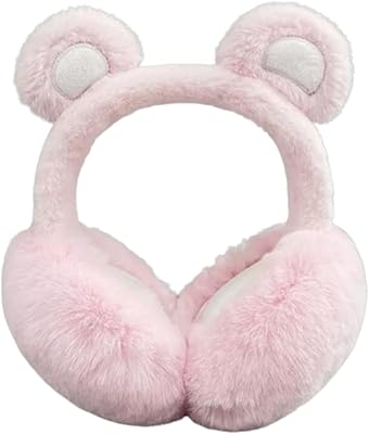 Lolita Kawaii Cute bear Ears Hair Band Ear Warmers Headband Head Wrap Women Girls Winter Christmas Party Halloween bear ear earmuff pink