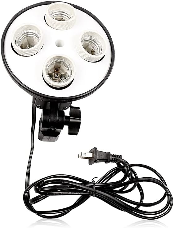 Light Bulb Socket Photography Lighting 4 Light Socket Base Socket Light Adapter for Softbox