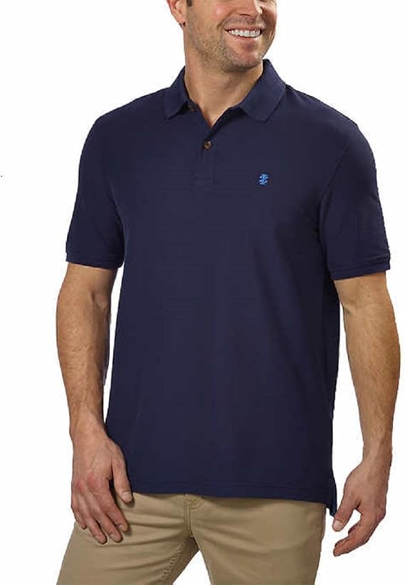 IZOD Mens Short Sleeve Advantage Polo, Peacoat, Large