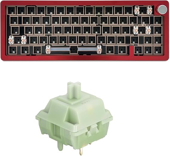 BOYI GMK67 Aluminum Barebones Keyboard&35pcs HiFi Linear Switches,BT5.0/2.4GHz/Type-C Hot-Swap RGB Custom DIY Mechanical Keyboard WIith 5-Pin Pre Lubed Mount Cream Silent Switch