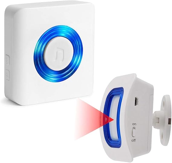 Wireless Motion Sensor Detect Alert, Home Security Driveway Alarm, Motion Detector Store Door Entry Chime Doorbell, Caregiver Pager for Elderly/Kids (1 Motion Sensor 1 Receiver)