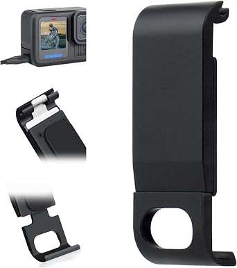 Aluminum Replacement Side Door for GoPro Hero 13 12 11 10 9 Black Mission, Battery Cover with Charging Port for Go Pro 9 10 11 12 13 Black Direct Charging Door