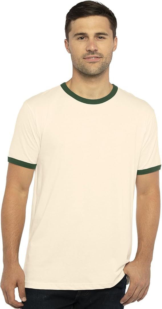 Cotton Ringer Tee in White & Black by Next Level Apparel