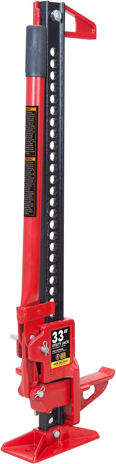 Big RED 33" Ratcheting Farm Jack, 3 Ton (6,000 lb) Capacity - Off-Road Utility Jack for Farm, Rescue & Rough Terrain