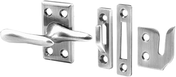 Prime-Line H 4158 Satin Nickel Casement Window Lock (Single Pack) | 3 Keepers, Screws Included