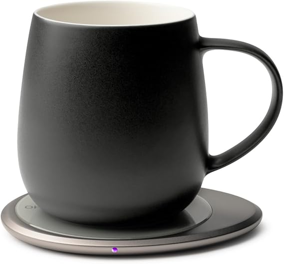 Ui 3 Self-Heating Mug Set Inkstone Black | 12 fl oz / 355 mL Ceramic Coffee & Tea Mug Set with Heating Pad