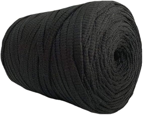 Black T-Shirt Yarn,Trapilho,Zpagetti Yarn,Pet Cave T Shirt Yarn,Spaghetti Yarn,Tshirt Yarn,Recycled Yarn,Fabric Yarn DIY Crochet Basket Crochet Bag Materials 400g