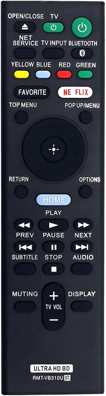 RMT-VB310U Replacement Remote for Sony Blu-ray Player UBPX800M2 UBPX800 UBPX1000ES UBPX1100ES UBP-X800M2 UBP-X800 UBP-X1000ES UBP-X1100ES