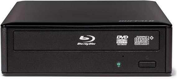 BUFFALO MediaStation Desktop 16x External Blu-ray Writer for PC with USB 3.0. TAA Compliant. Plays and Burns Blu-Rays, DVDs, and CDs.