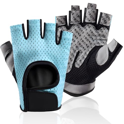 Bike Gloves for Men Women Cycling, Fingerless Breathable Bicycle Biking Gloves Anti-Slip Shock Absorbing Padded for Workout Weightlifting Fitness Training MTB Road Biking
