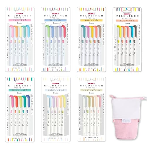 ZEBRA MILDLINER Double-Ended Creative Highlighter set of 35 colorsqullity original Pink pen pouch