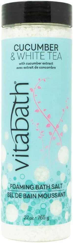 Vitabath Cucumber & White Tea Foaming Bath Salts Relaxing Bubble Aromatherapy Skincare - Muscle & Body Ache Soothing & Skin Nourishing Foamy Soak for Women & Men 27 oz