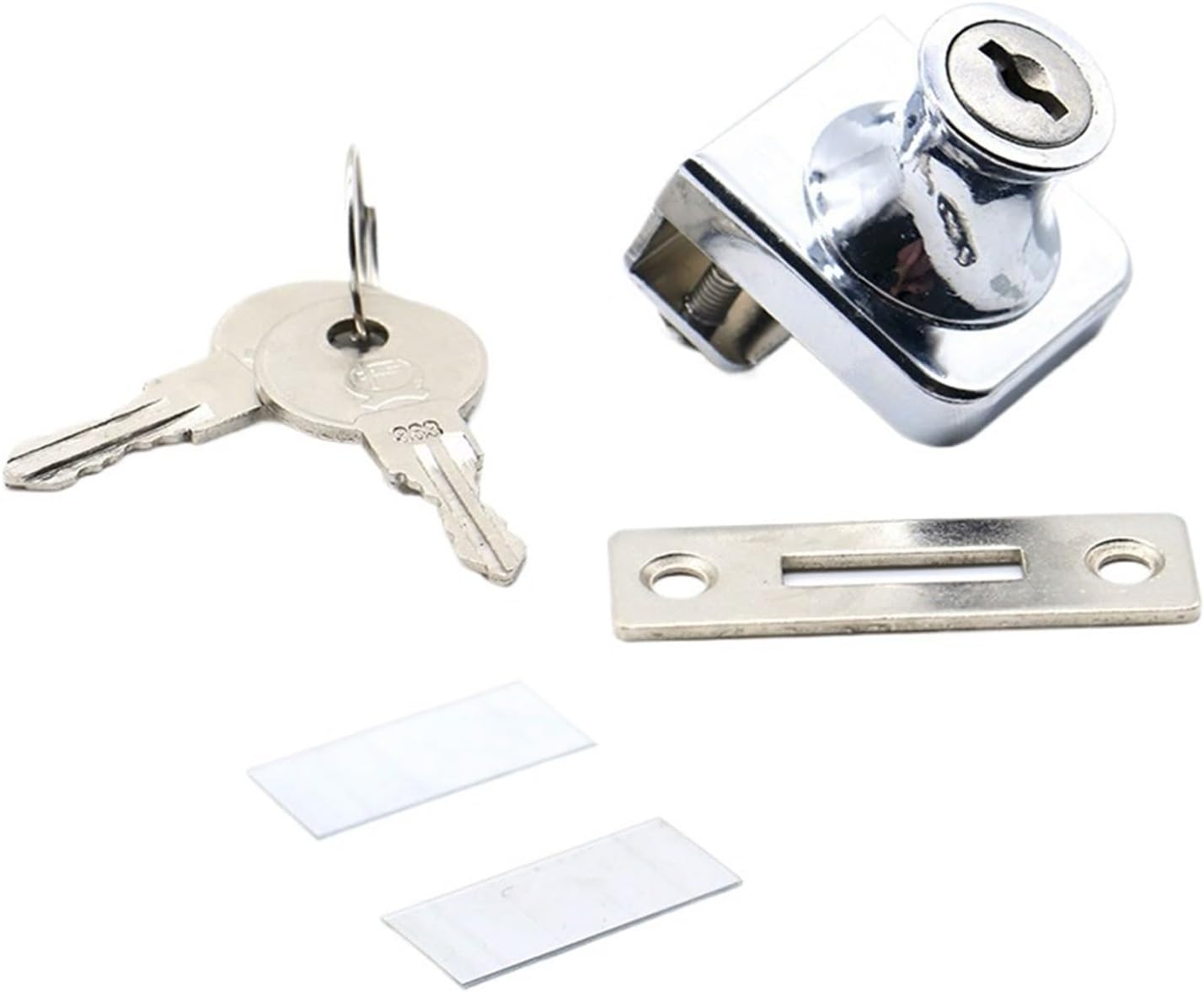 407 Single Glass Lock Zinc Alloy Showcase Cabinet Door Cylinder Sliding Glass Push Door Locks for Furniture HardwareNED 407 Iron Key