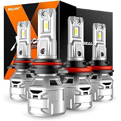 SEALIGHT H11H8H9 9005HB3 Light Bulbs Combo, 6500K Diamond White Super Bright X5 Light Bulbs Plug and Play, Fog Bulbs - Pack of 4