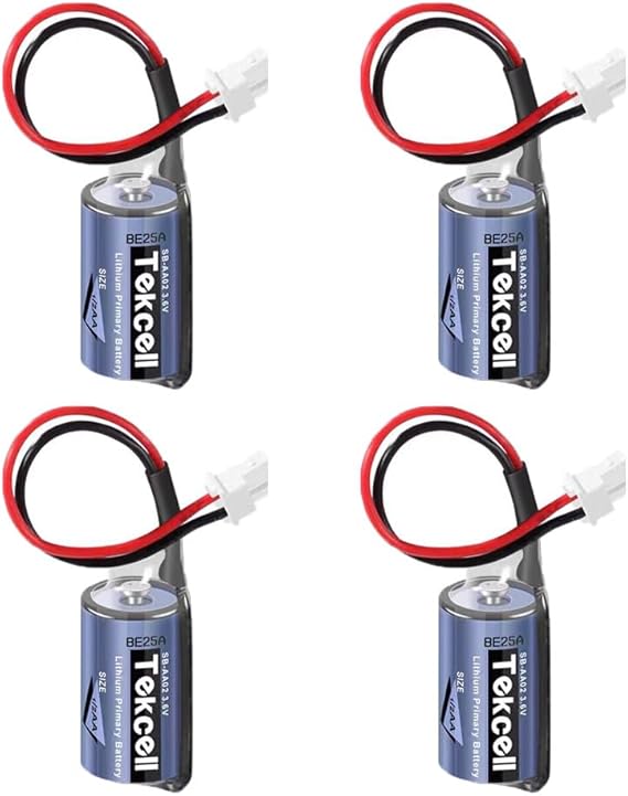 (4-Pack Tekcell SB-AA02 3.6V 1200mAh 1/2AA Non-Rechargeable Lithium Battery Replacement for LS14250 Battery (with Plug)