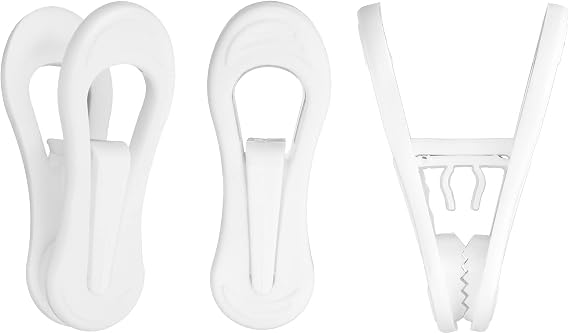 Plastic White Hanger Clips - 60 Pack Multi-Purpose Clips for Hangers, Finger Clips for Plastic Hangers, Pants Hangers(White)