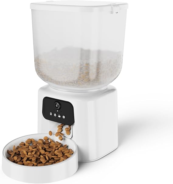 Automatic Cat Feeder with Camera, AI Automatic Cat Feeder, 5L Cat Feeder, 1-6 Meals for Cats and Small, Medium Dogs, Automatic Pet Feeder