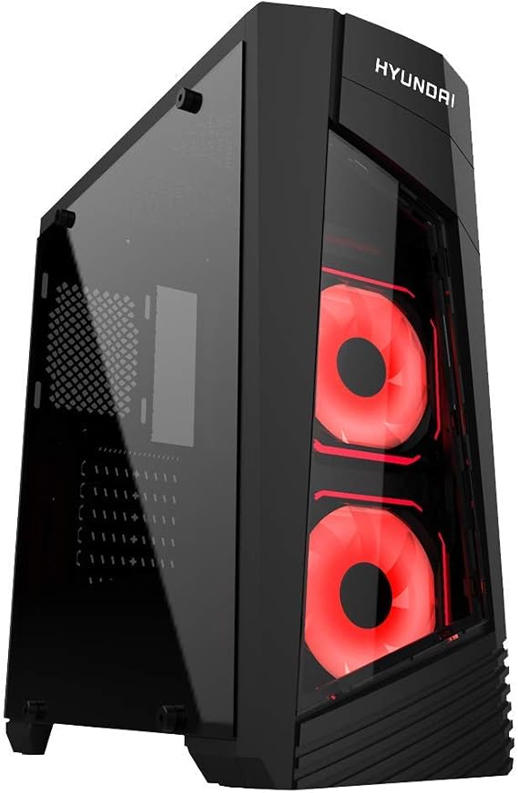 Hyundai Blaze ATX Mid Tower Tempered Glass E-ATX Gaming Computer Case with 550W Power Supply and RGB Fans -HTBLZCPS550W