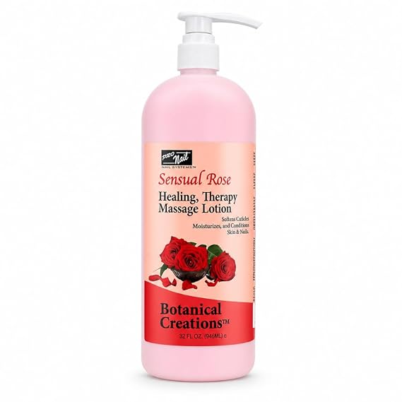PRO NAIL Multi-Purpose Manicure, Pedicure & Massage Lotion 15+ Active Conditioning Agents for Cuticle Care, Dry Skin & Massage | Cruelty-Free Since 1987, Made in USA | Sensual Rose | 32 oz