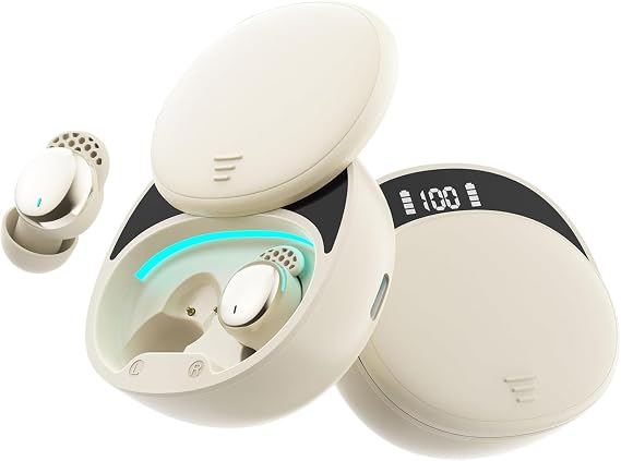 Sleep Earbuds for Side Sleepers Small Ear Buds for Sleeping Headphones Comfortable Noise Blocking LED Power Display Music Sleep Dual Mode for Working Hiking Sleeping(Deep Gold)