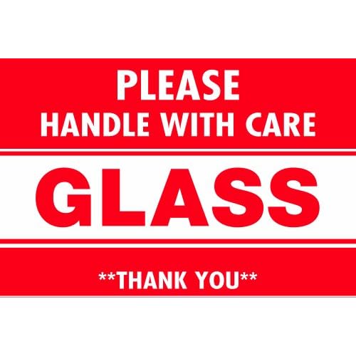 Tape Logic Aviditi Tape Logic 2 x 3,Glass Handle with Care RedWhite Warning Sticker, for Shipping, Handling, Packing, and Moving 1 Roll of 500 Labels