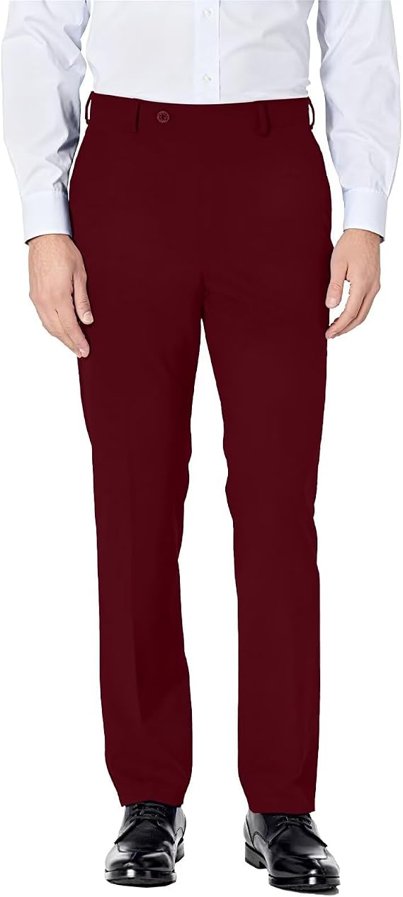 Mens Dress Pants Formal Business Flat Front Pants Mens Stretch Work Slacks