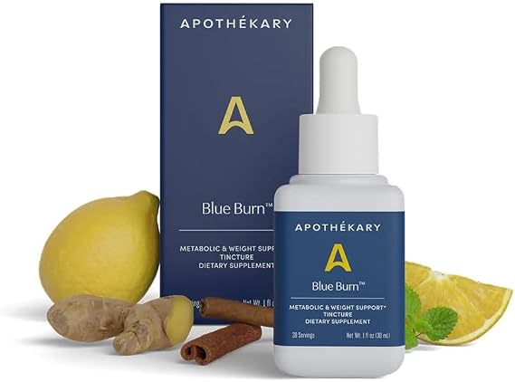 Apothekary Blue Burn Herbal Supplement Liquid Drops | Metabolism and Weight Management Support, Clinically-Tested, Made in the USA, 1 Fl Oz, 30 Servings