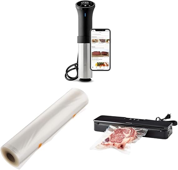 Anova Culinary Sous Vide Precision Cooker 3.0 (WiFi), 1100 Watts & Precision Vacuum Sealer Bag & ANVS01-US00 Anova Precision Vacuum Sealer, Includes 10 Precut Bags, For Sous Vide and Food Storage