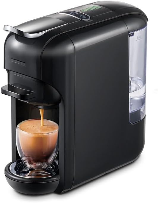 5 In 1 Capsule Coffee Machine, Hot Cold Brew Multi Capsule Coffee Maker, 92° Constant Temperature Extraction,19Bar High Pressure, For Home Office Use Black