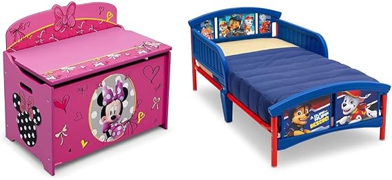 Delta Children Deluxe Toy Box, Disney Minnie Mouse & Plastic Toddler Bed, Nick Jr. PAW Patrol